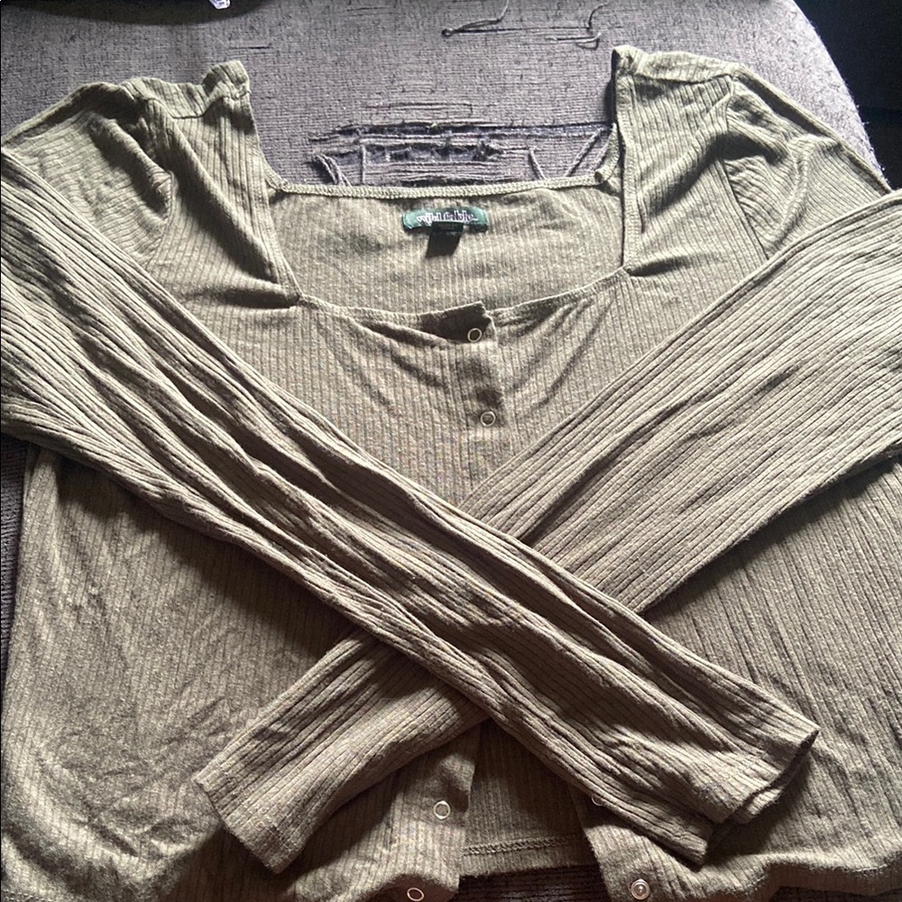 Wild Fable Olive Green Ribbed Crop Top